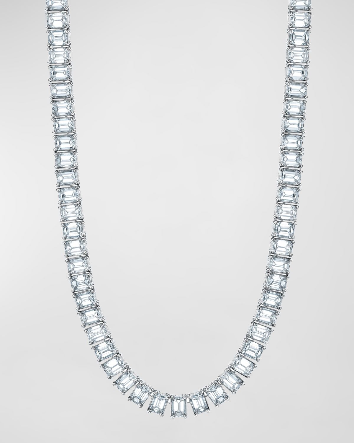 Platinum 16" North South Prong Set Emerald-Cut Diamond Necklace, 42.80tcw