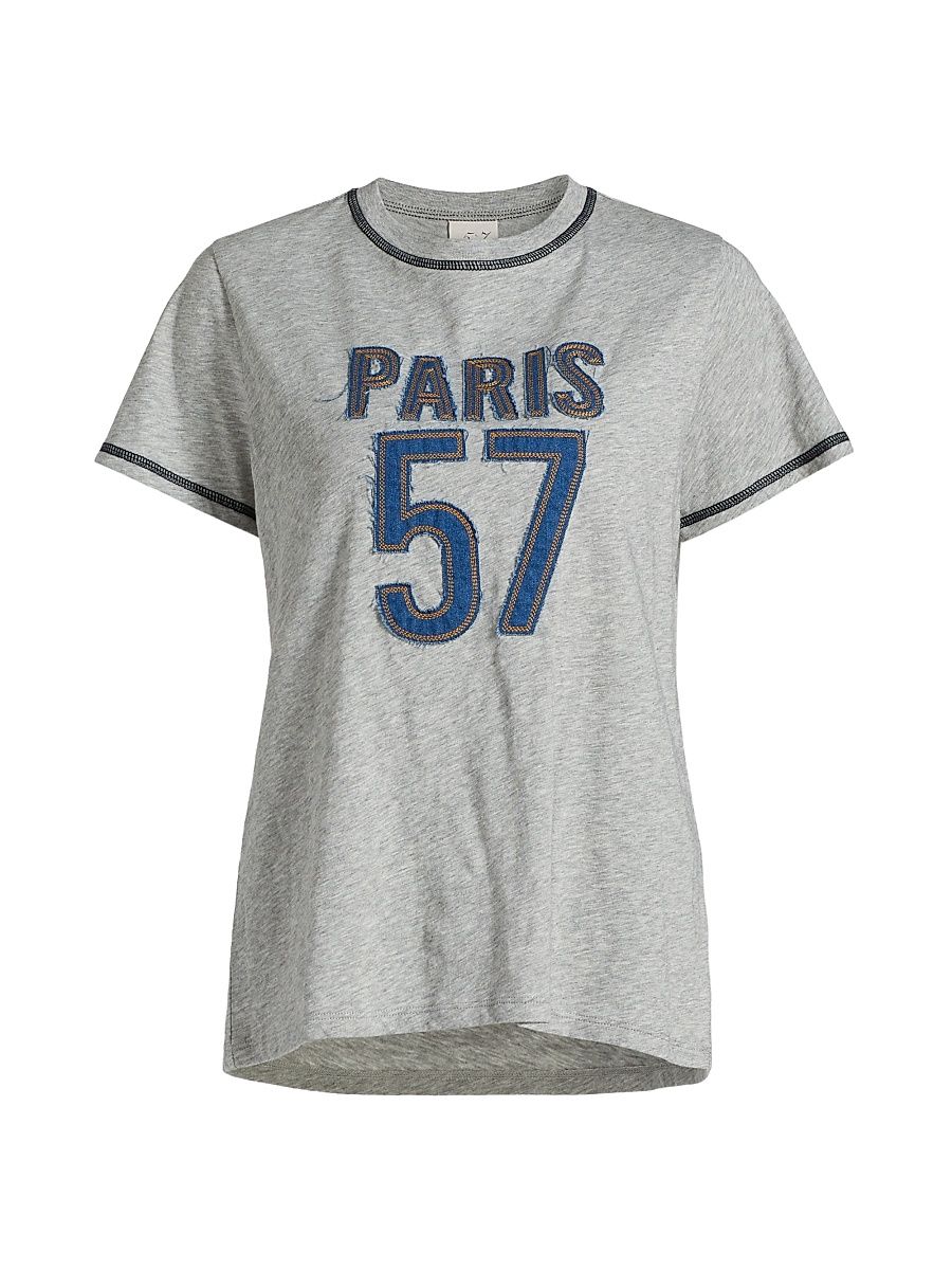 Women's Trapunto Heathered Cotton T-Shirt - Heather Grey - Size XL