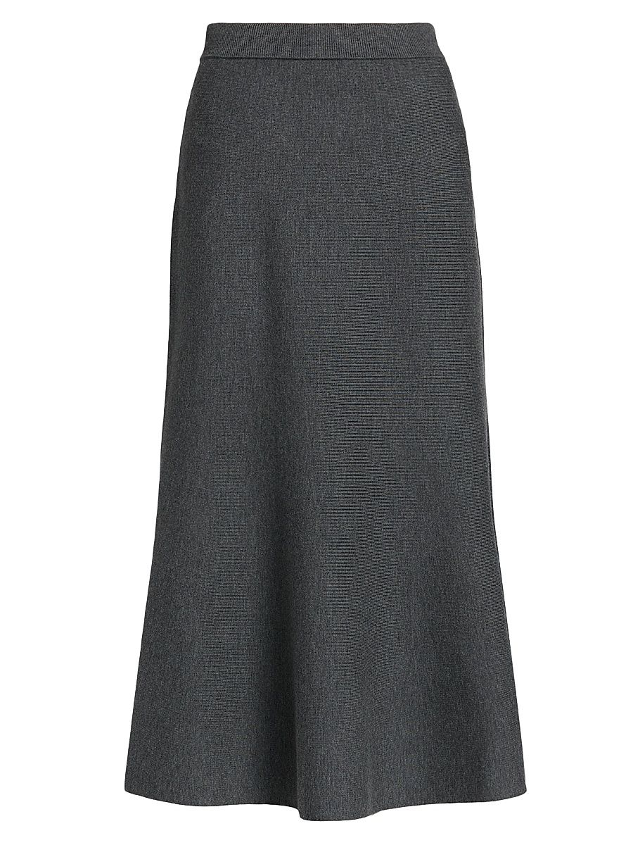 Women's Atwood Merino-Wool Trumpet Midi-Skirt - Grey Melange - Size XS