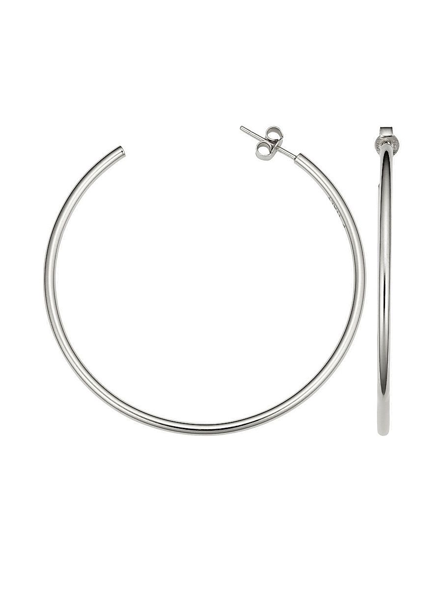 Women's 14K White Gold Open Hoop Earrings - White Gold