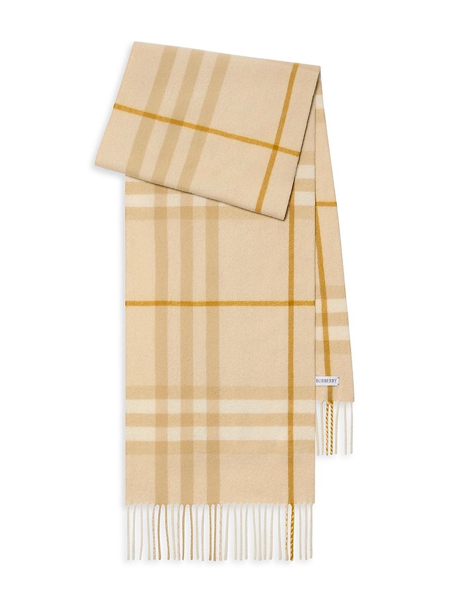 Women's Check Cashmere Scarf - White Denim
