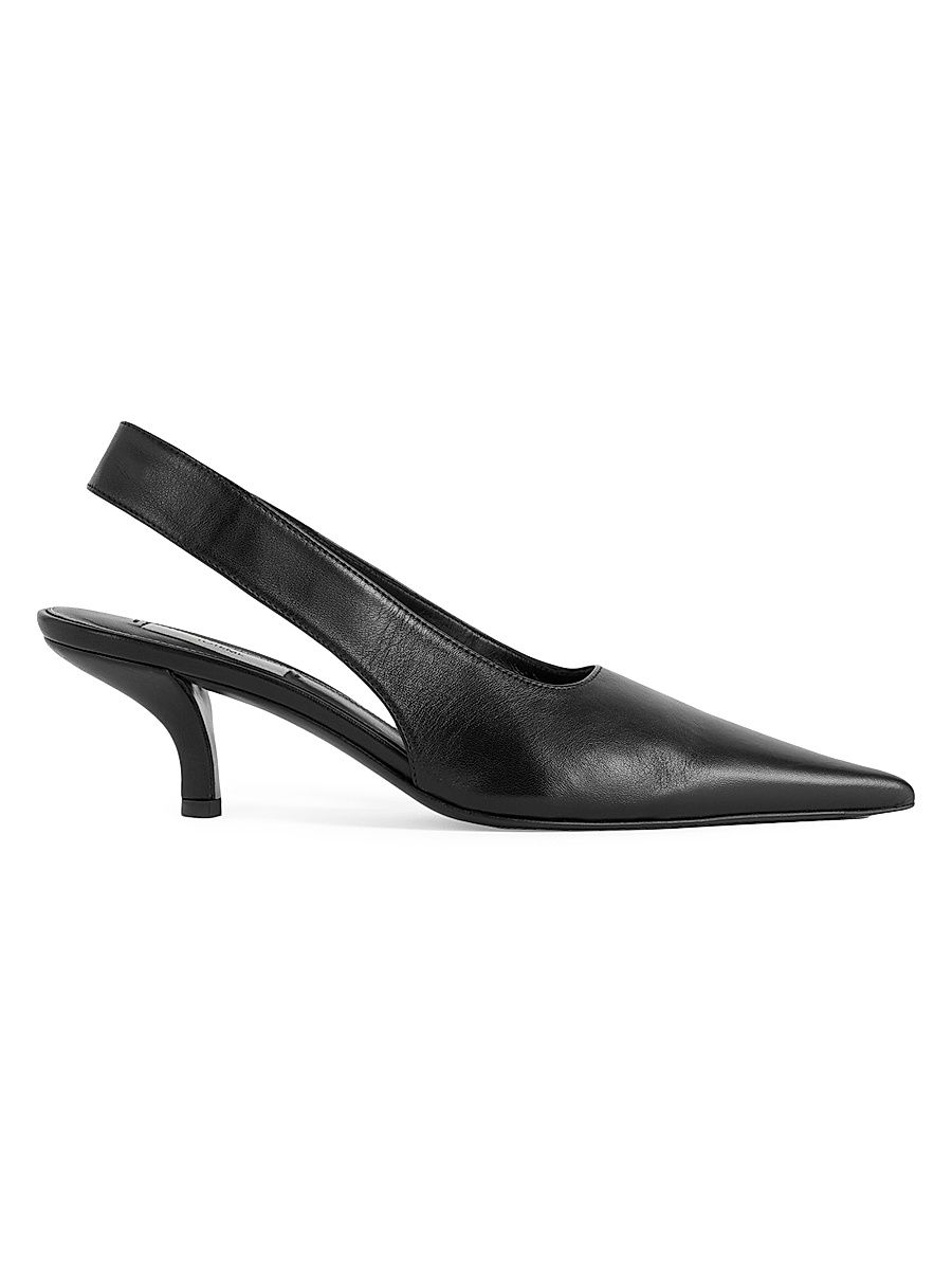 Women's 55MM Leather Slingback Pumps - Black - Size 12