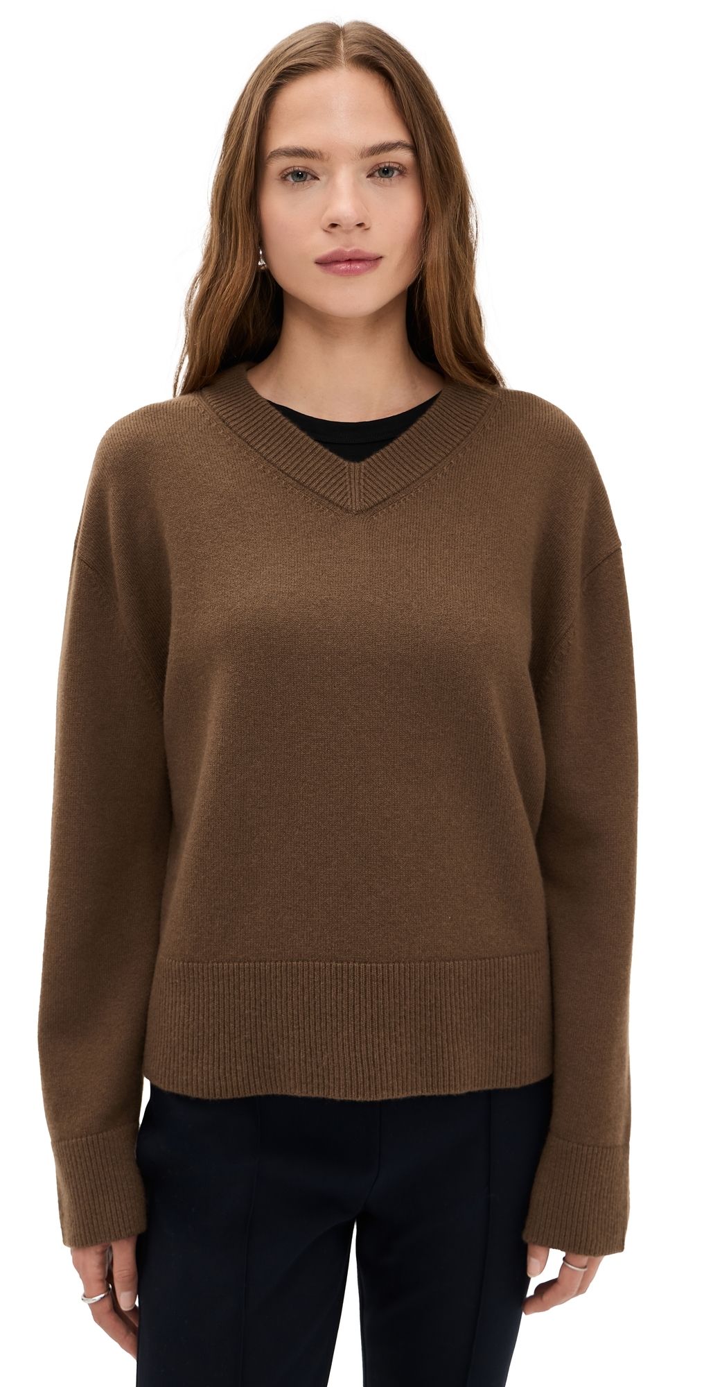 Vince Cashmere Blend V Neck Pullover Hazelnut S