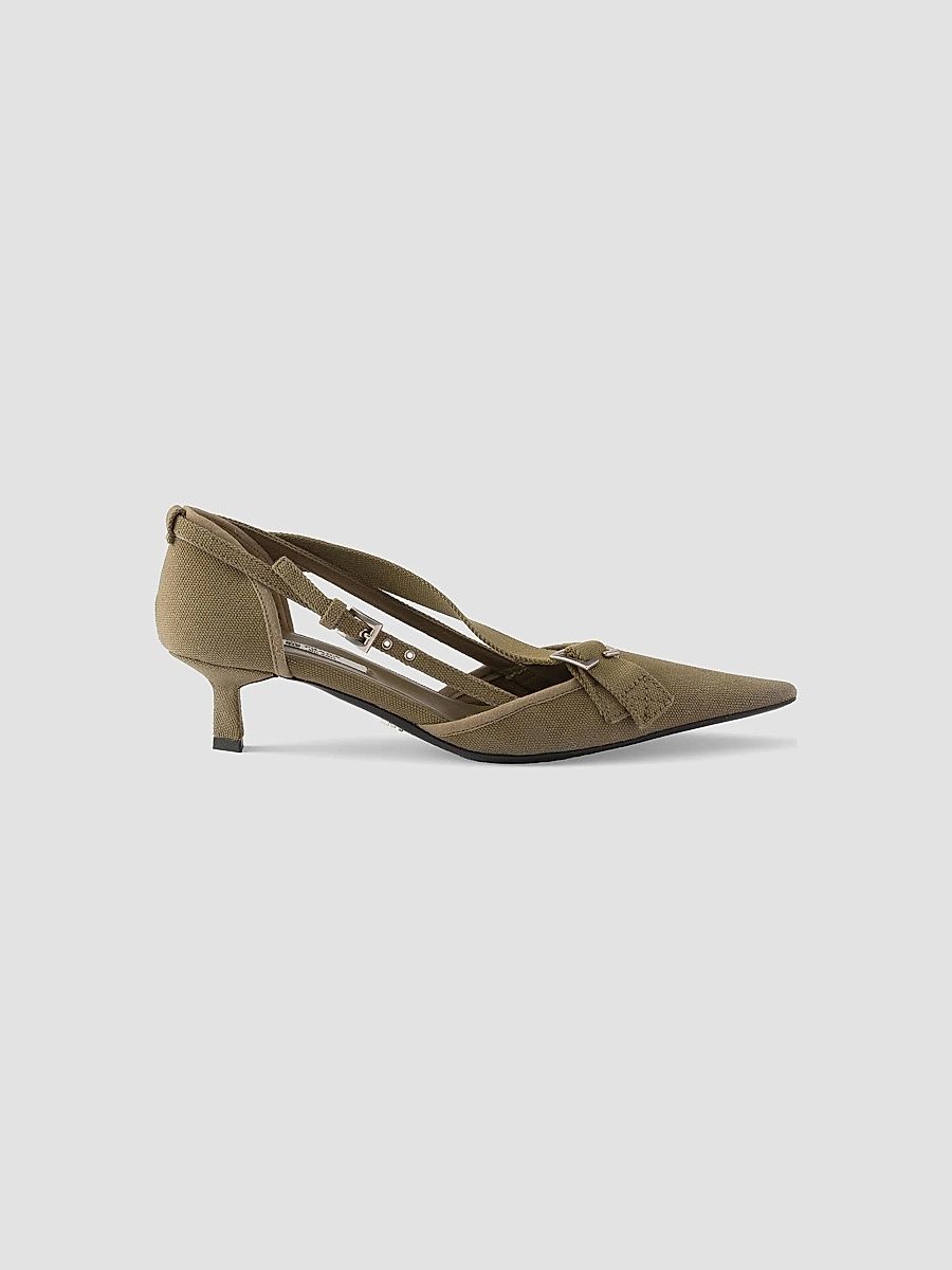 Prada Women's Canvas Pumps - Khaki Green - Size 5