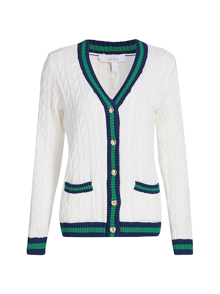 Women's Brockton Cable-Knit Cardigan - Coconut Fiddle Leaf - Size XL