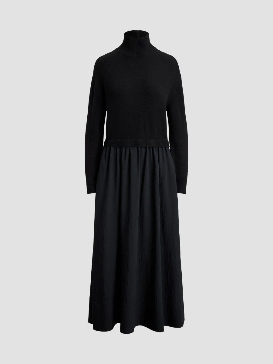 Polo Ralph Lauren Women's Wool Crepe A-Line Midi Dress - Black - Size XS