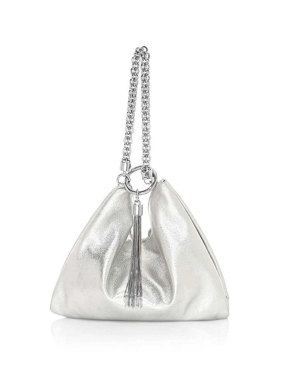 Women's Callie Tassel Metallic Leather Clutch - Silver
