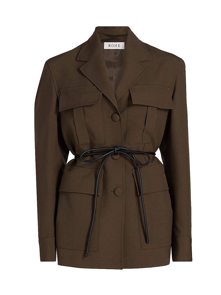 Women's Safari Wool Blazer-Style Jacket - Forest - Size 8