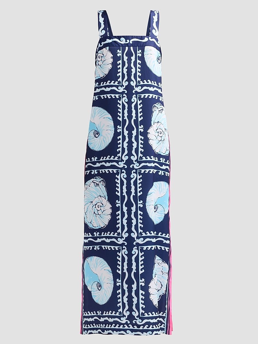 Women's Casandra Seashell-Print Maxi Dress - Low Tide Navy - Size 16