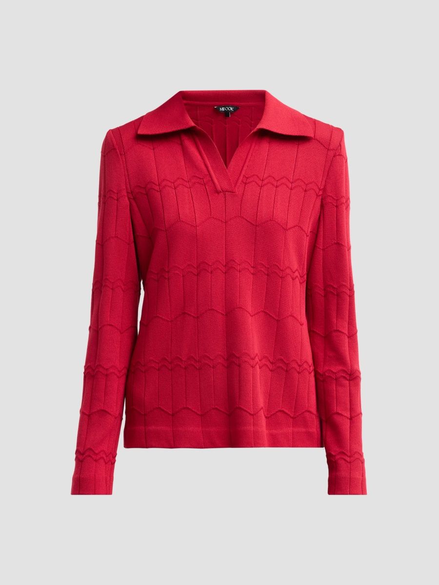 Misook Women's Geometric Tunic - Scarlet Red - Size XXL