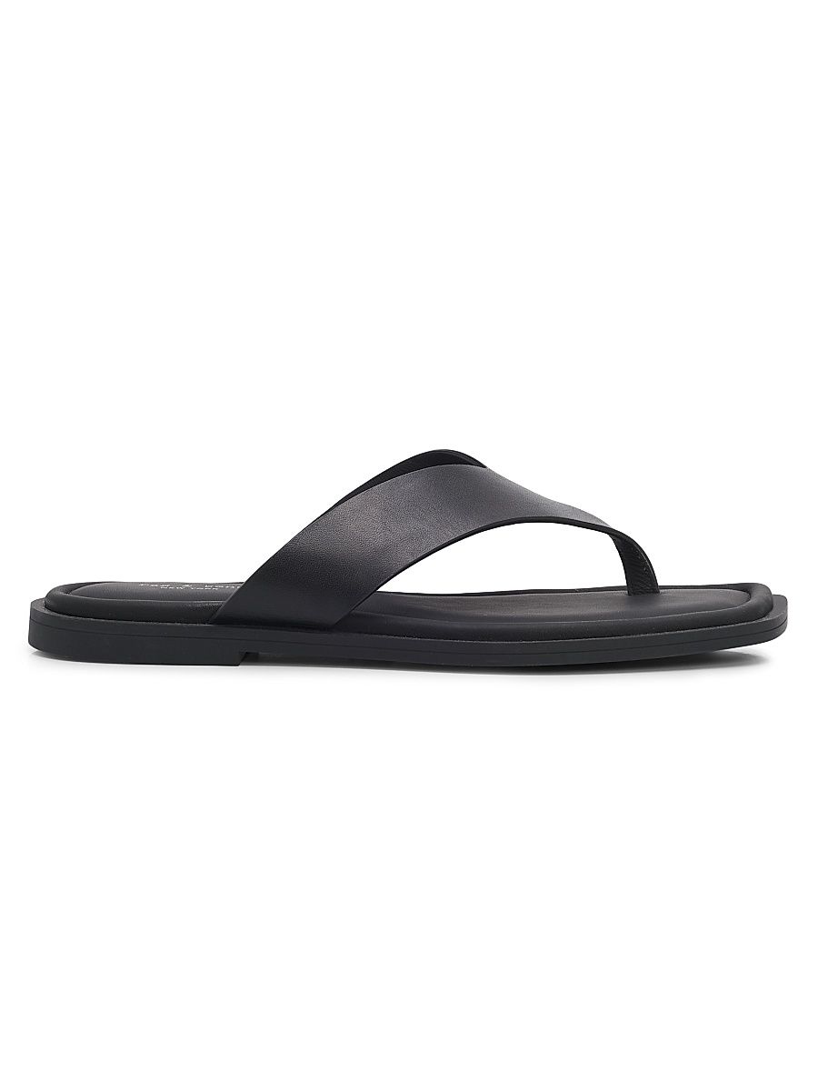 Women's Gracie Leather Flat Sandals - Black - Size 9
