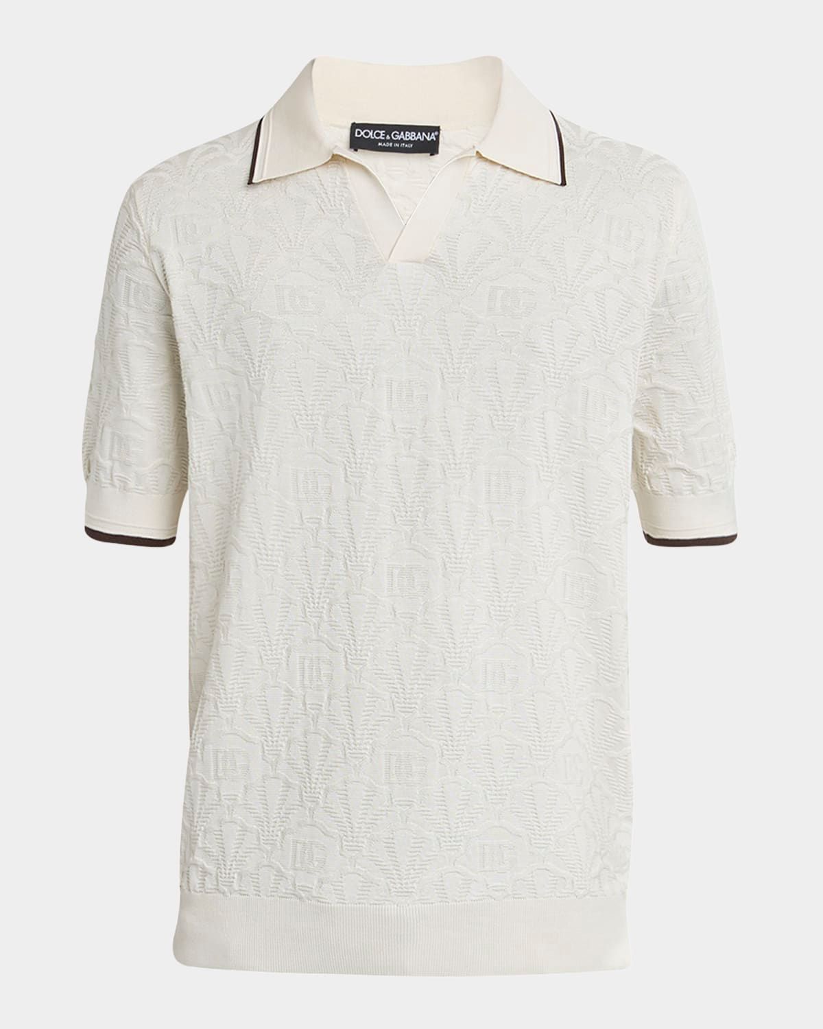 Men & apos;s Silk DG Jacquard Knit Polo Shirt