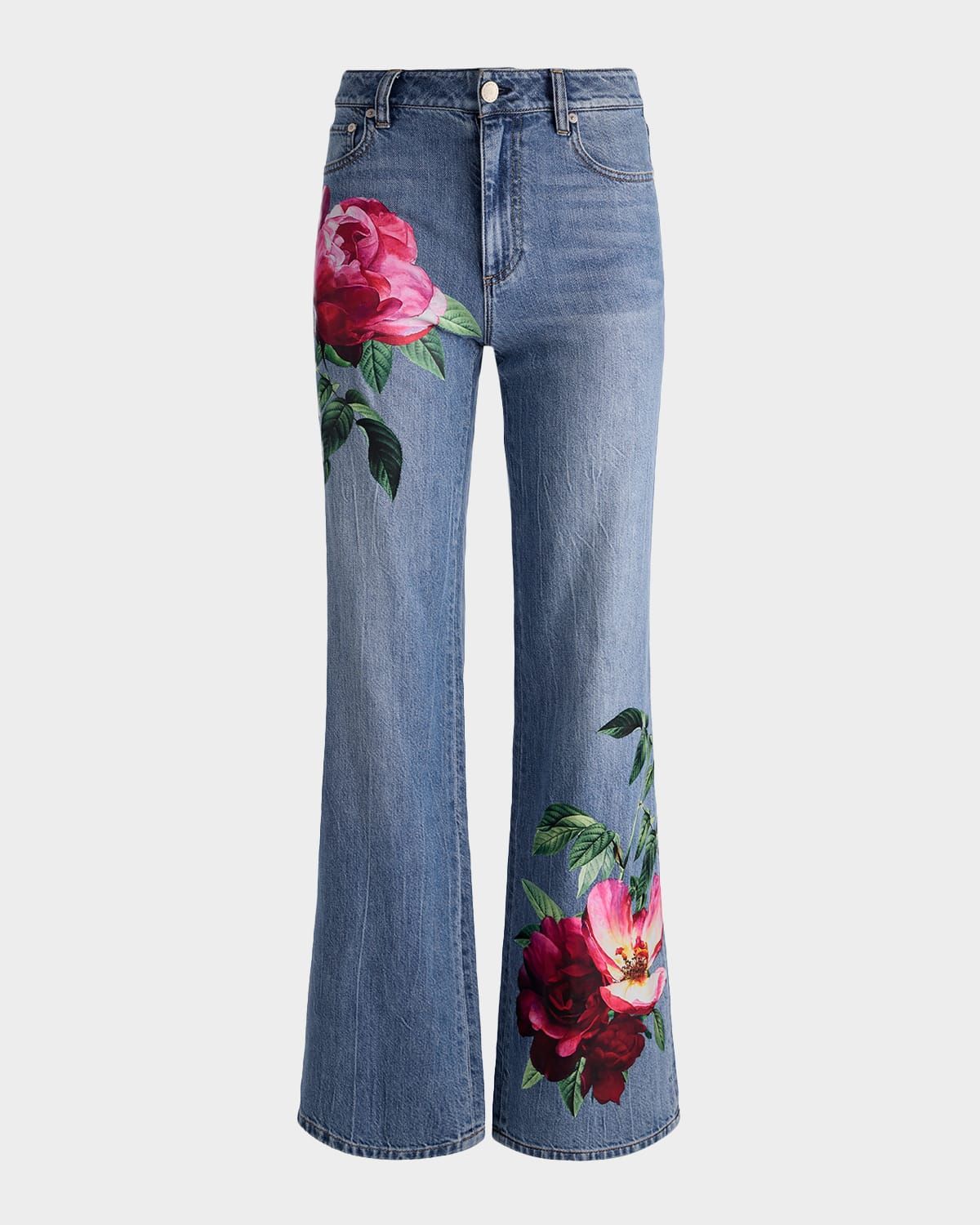 Chic Printed Wide-Leg Jeans