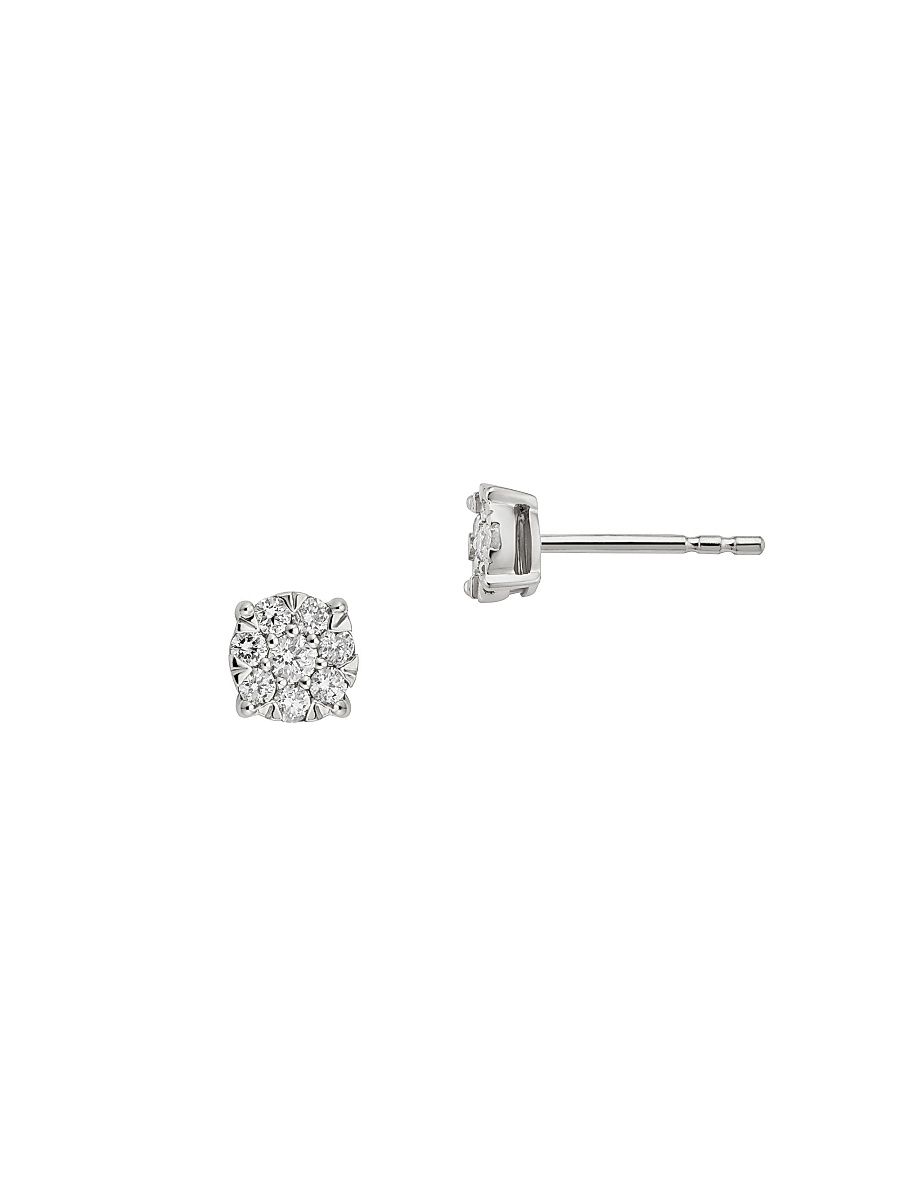 Women's 14K White Gold Blossom Diamond Studs - White Gold