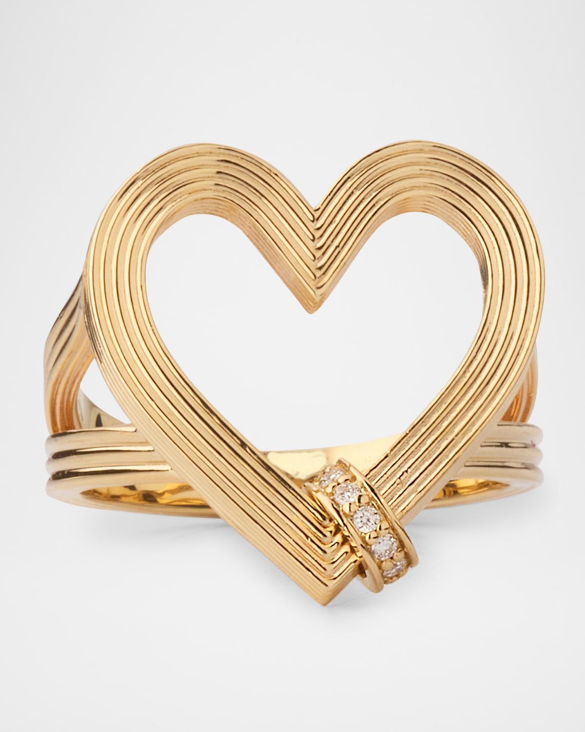 Fluted Heart Diamond Rondelle Ring