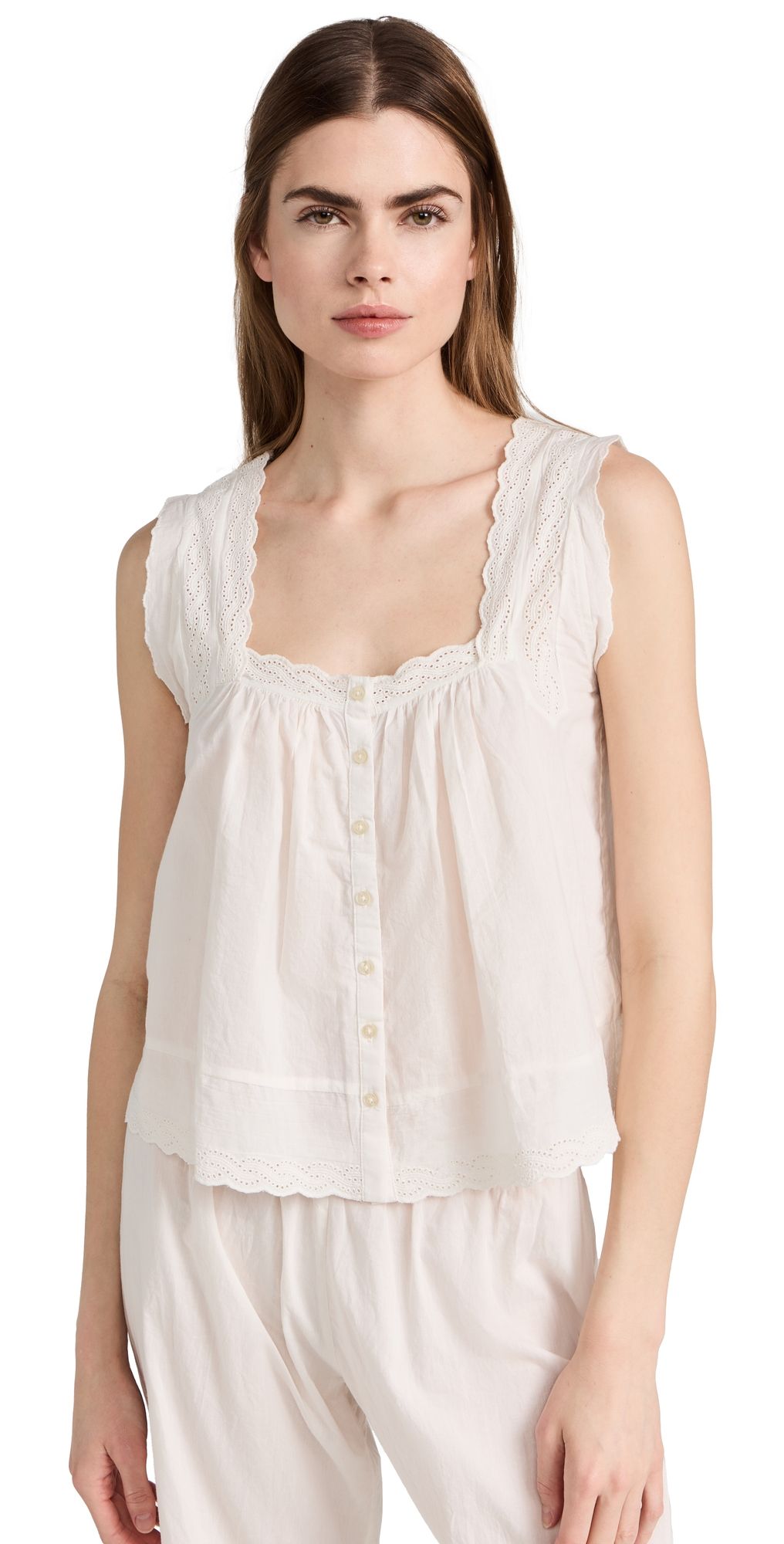 THE GREAT. The Eyelet Tank True White 2