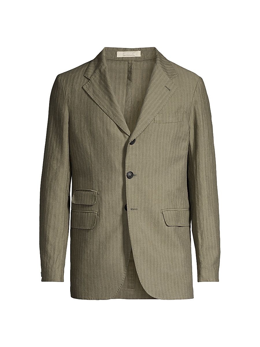 Men's Catch2 Pinstriped Linen & Cotton-Blend Blazer - Salvia - Size 42