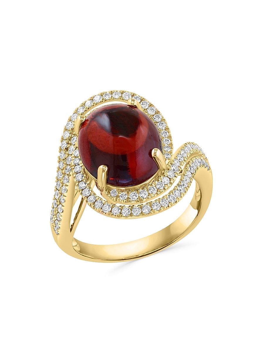 Women's 14K Yellow Gold, Garnet & 0.51 TCW Diamond Ring - Yellow Gold - Size 7