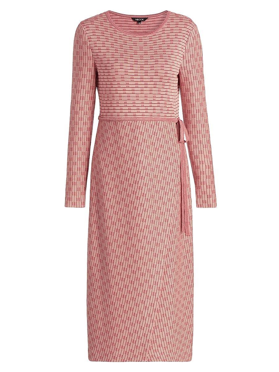 Women's Faux Wrap Soft Knit Midi Dress - Honeysuckle Russet Biscotti - Size XXL
