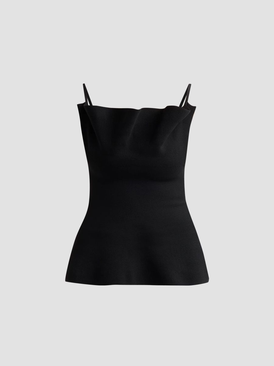 Brandon Maxwell Women's The Billie Sculpted Knit Top - Black - Size Large