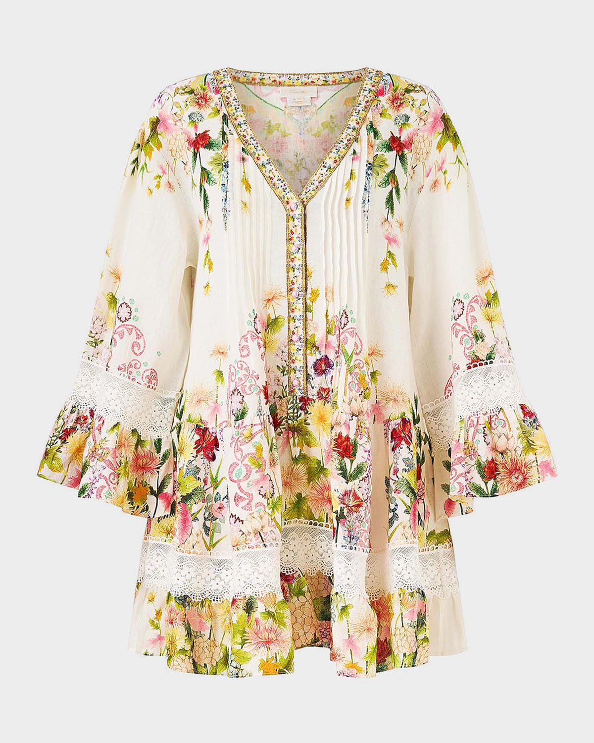 The Call of Catalonia V-Neck Tiered Mini Dress