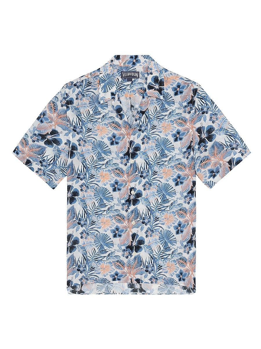 Men's Island Flowers Bowling Shirt - White - Size XXL