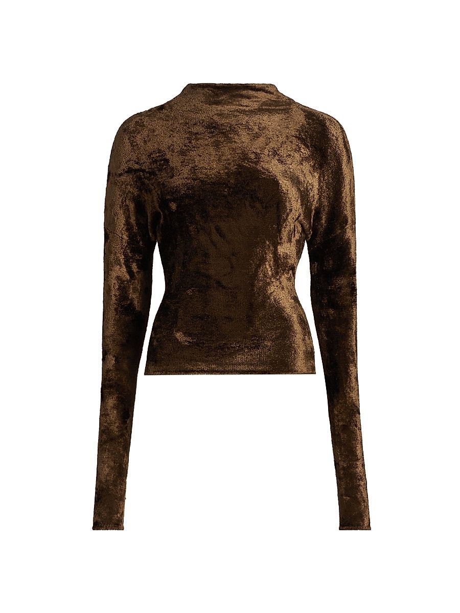 Women's Velvet Dolman Top - Brown - Size XS