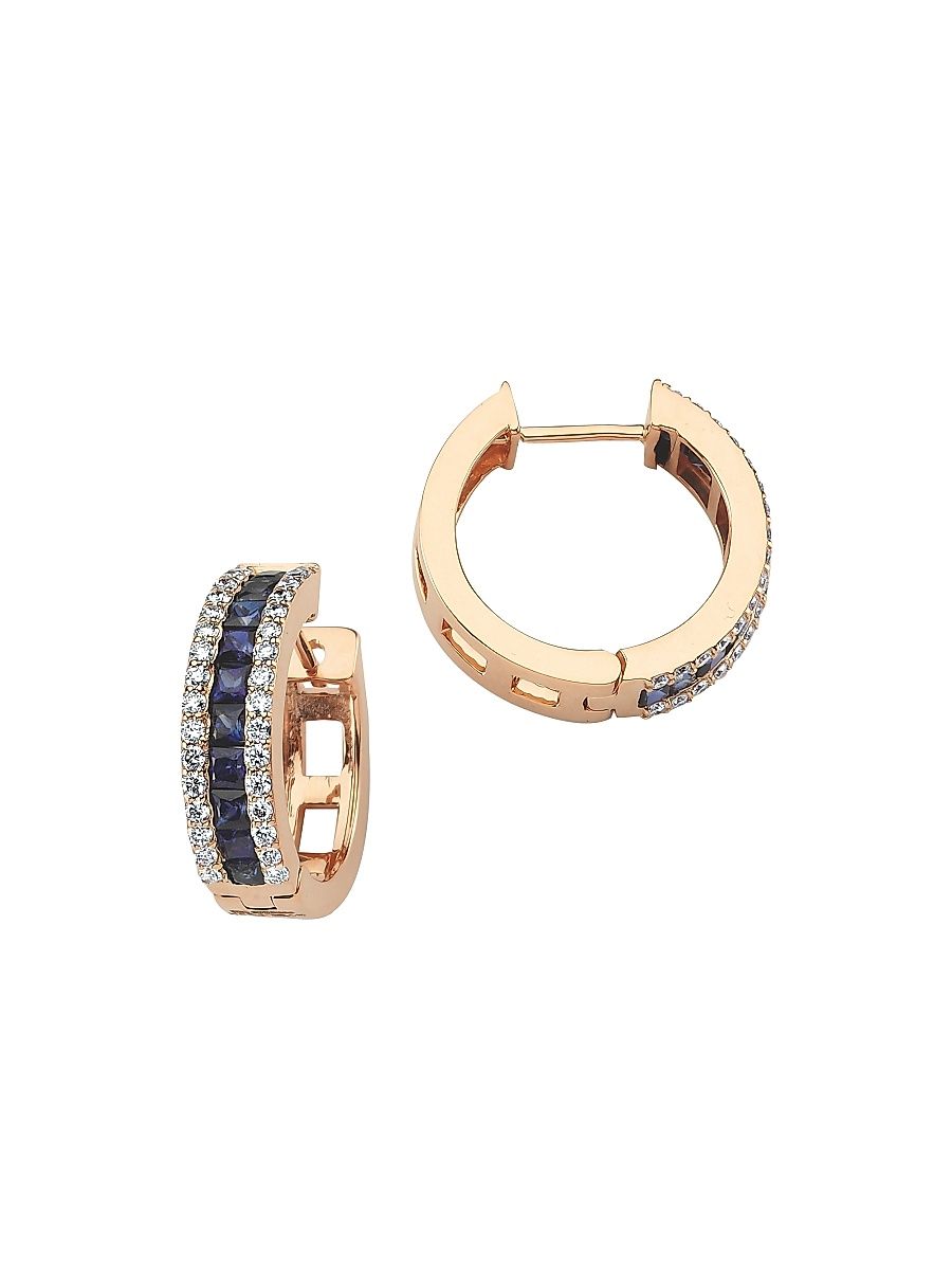 Women's Mondrian 18K Yellow Gold, Emerald & 0.70 TCW Diamond Earrings - Rose Gold