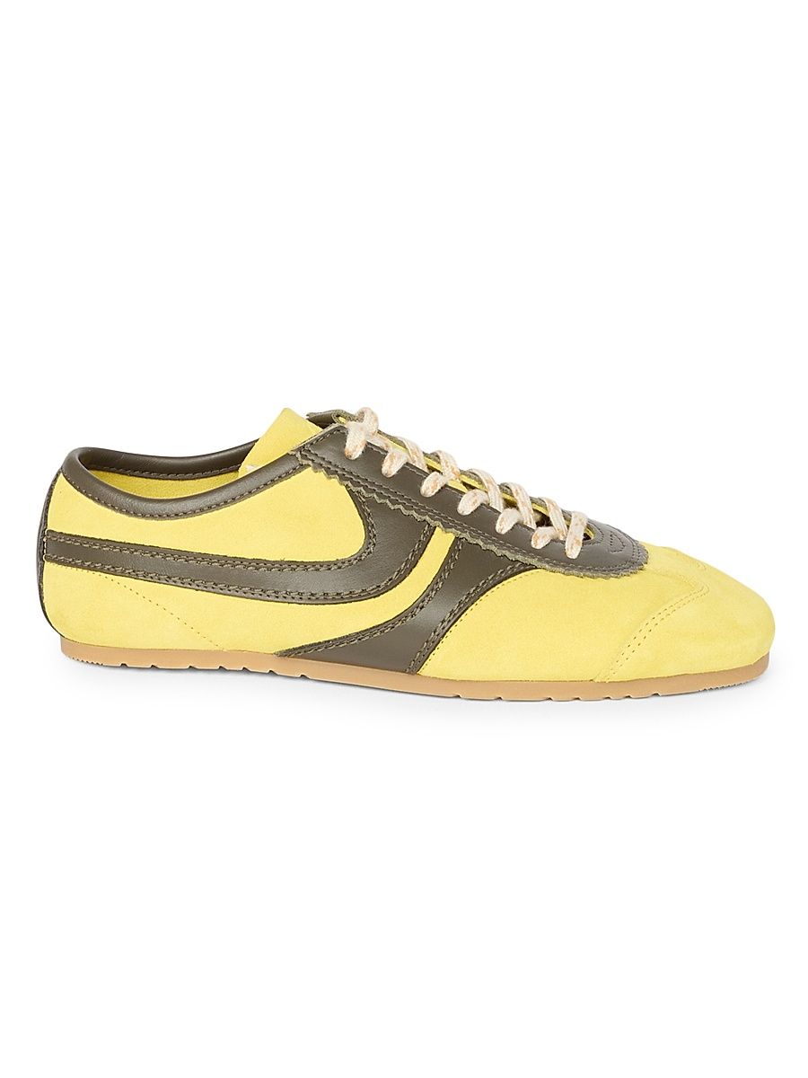 Dries Van Noten Women's Suede & Leather Low-Top Sneakers - Yellow - Size 11