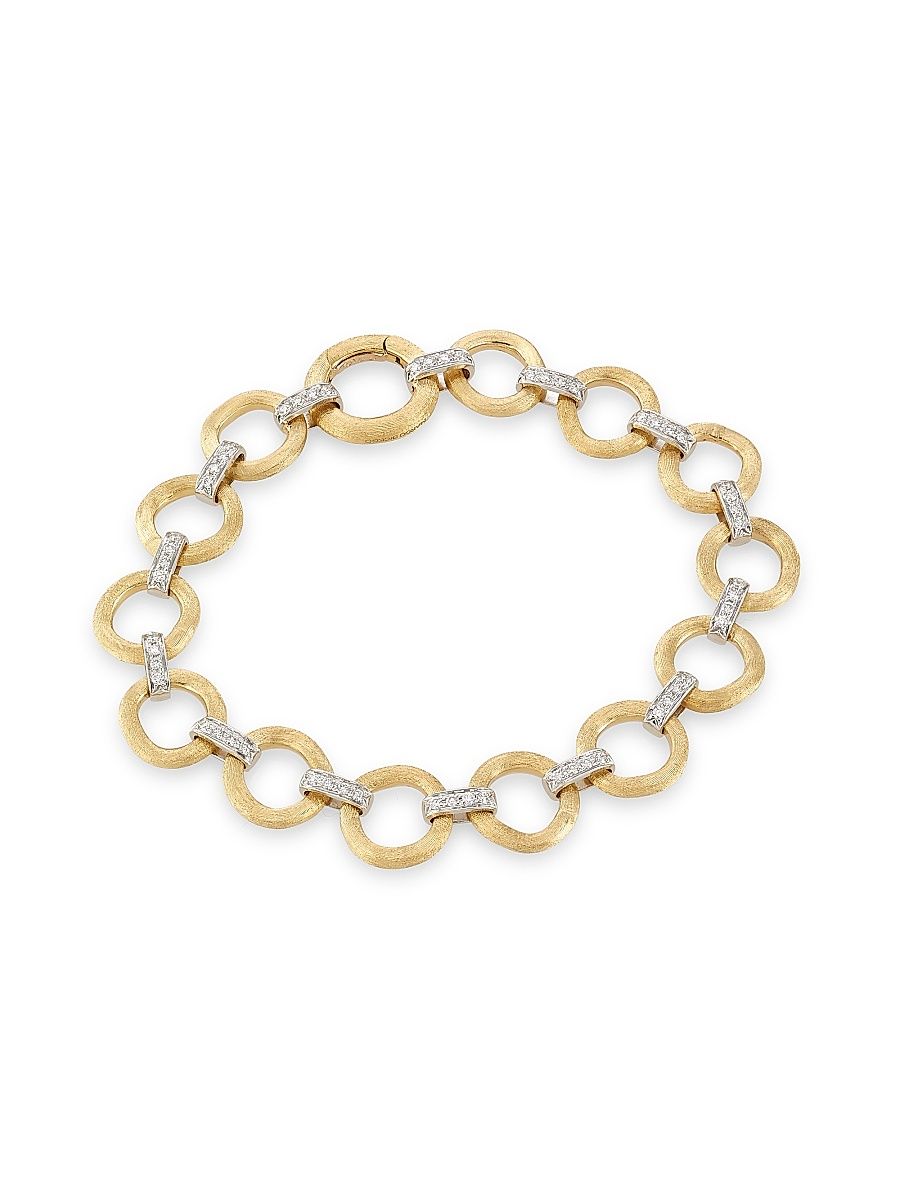 Women's Jaipur Link 18K Yellow & White Gold & Diamond Flat-Link Bracelet - Yellow Gold