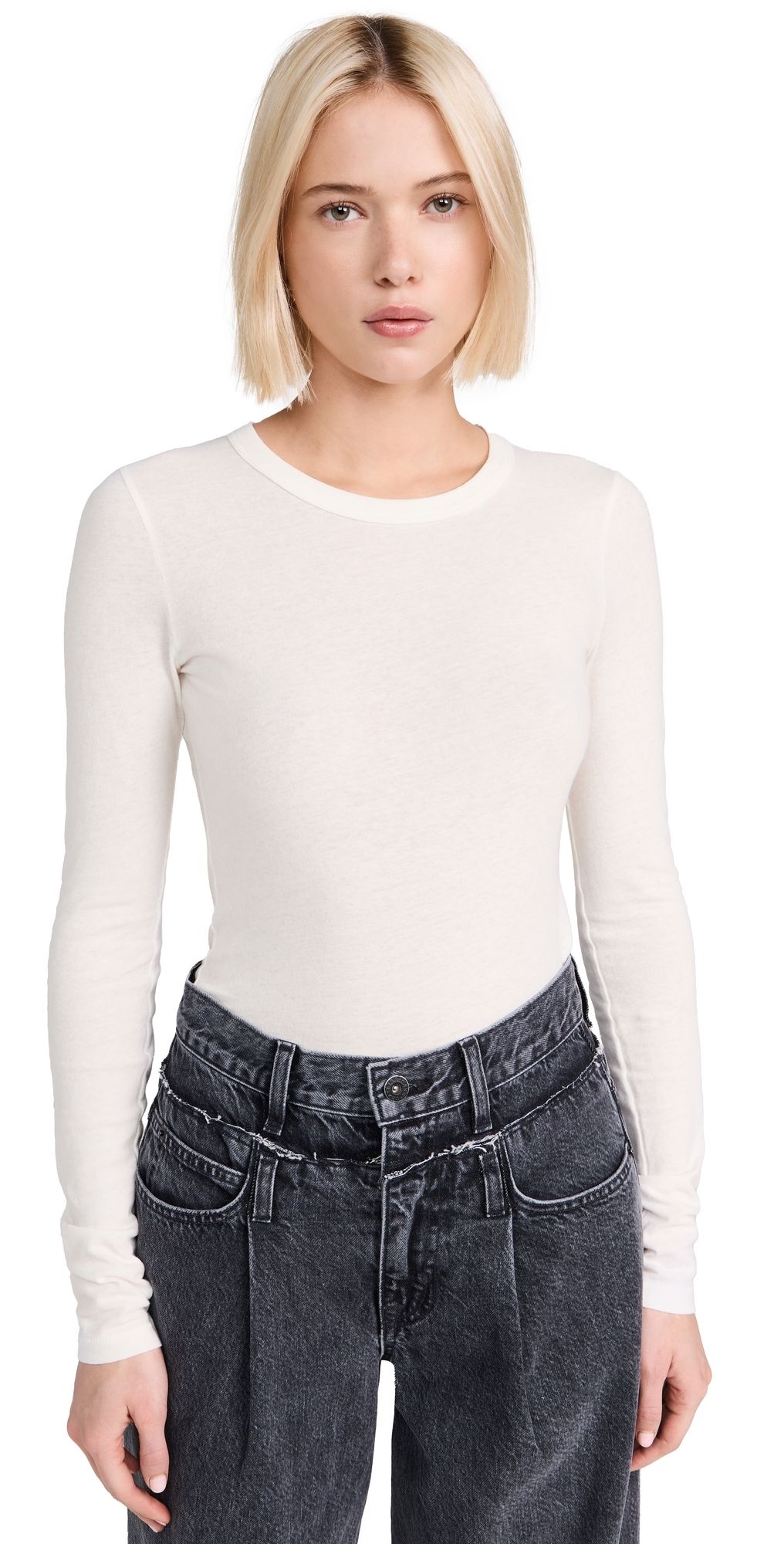 SLVRLAKE Simple Long Sleeve Tee Natural White XL