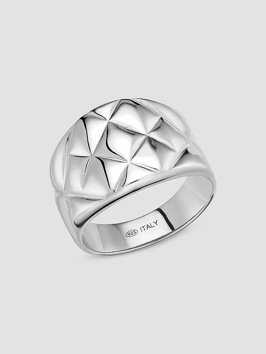 Women's Quilted Ring in Sterling Silver - Silver - Size 9