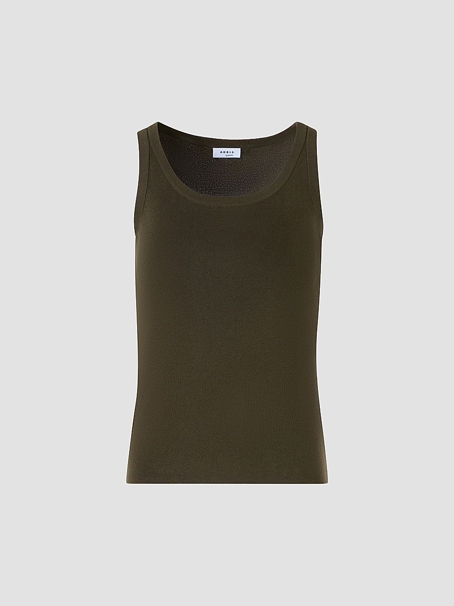 Women's Fitted Cotton Tank - Olive - Size 16