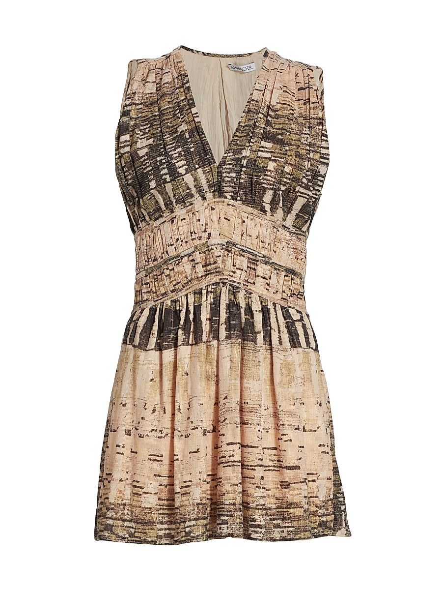 Women's Viedma Mac V-Neck Minidress - Beige Print - Size Small