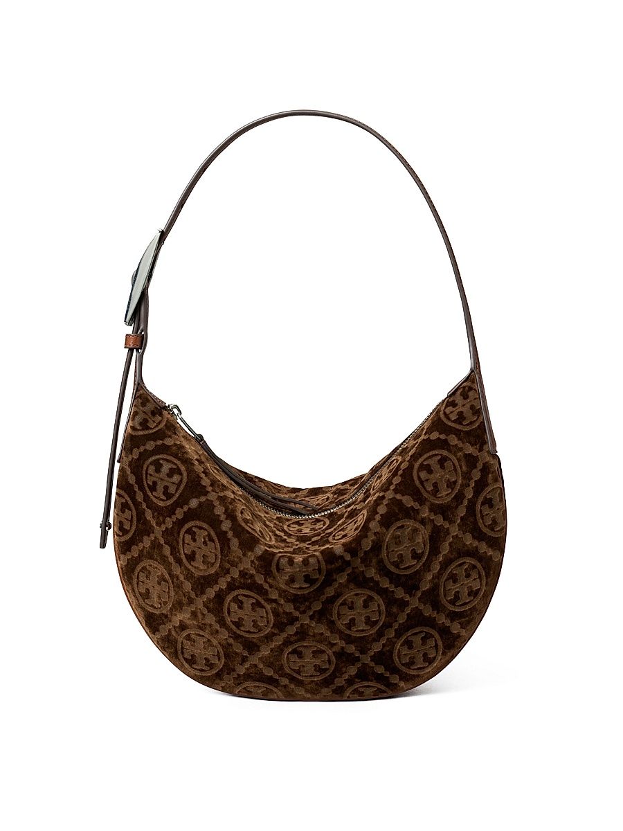 Women's Small T Monogram Textured Shoulder Bag - Sun Beige