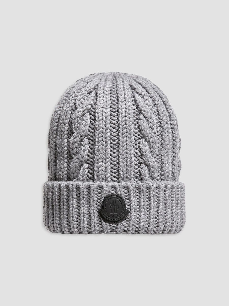 Moncler Men's Beanie Hat in Wool - Gray