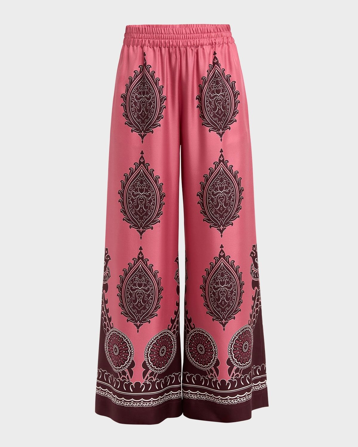 Silk Wide-Leg Pull-On Palazzo Pants