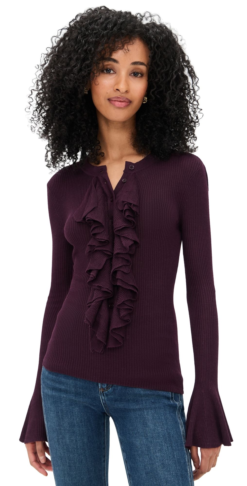 Generation Love Maisie Ruffle Sweater Malbec S