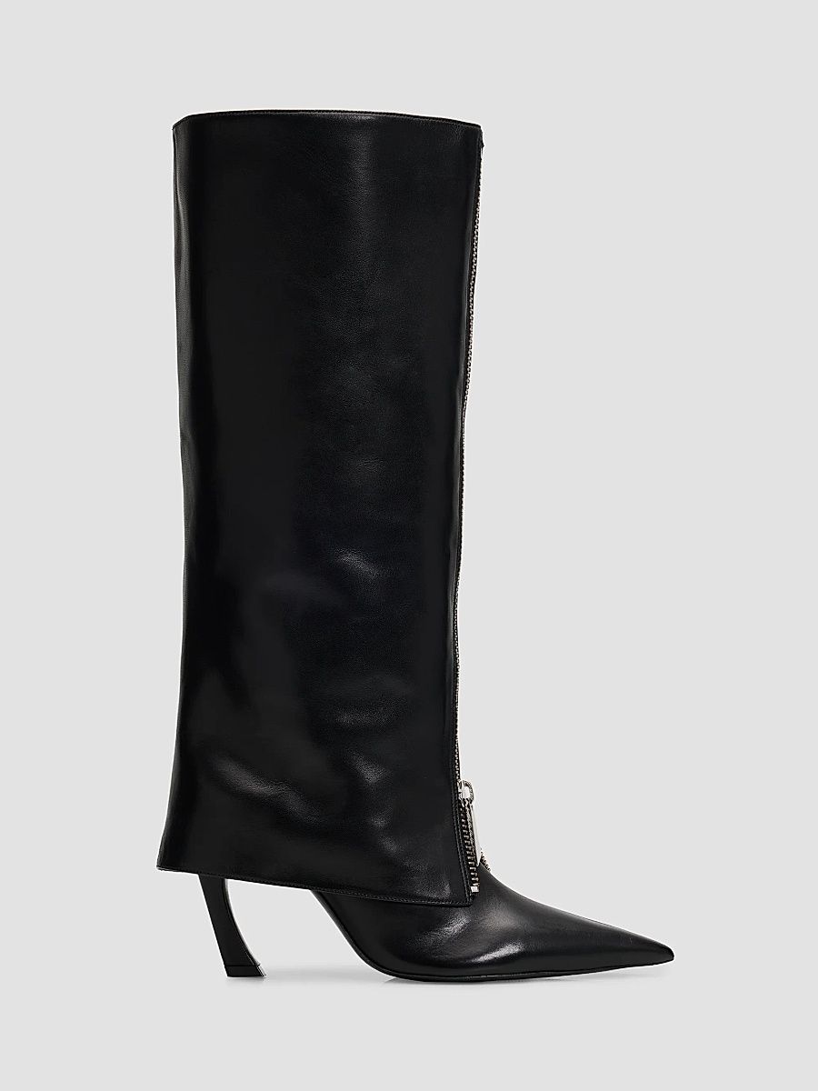Women's Lexi 90MM Zip Leather Knee-High Boots - Black - Size 9