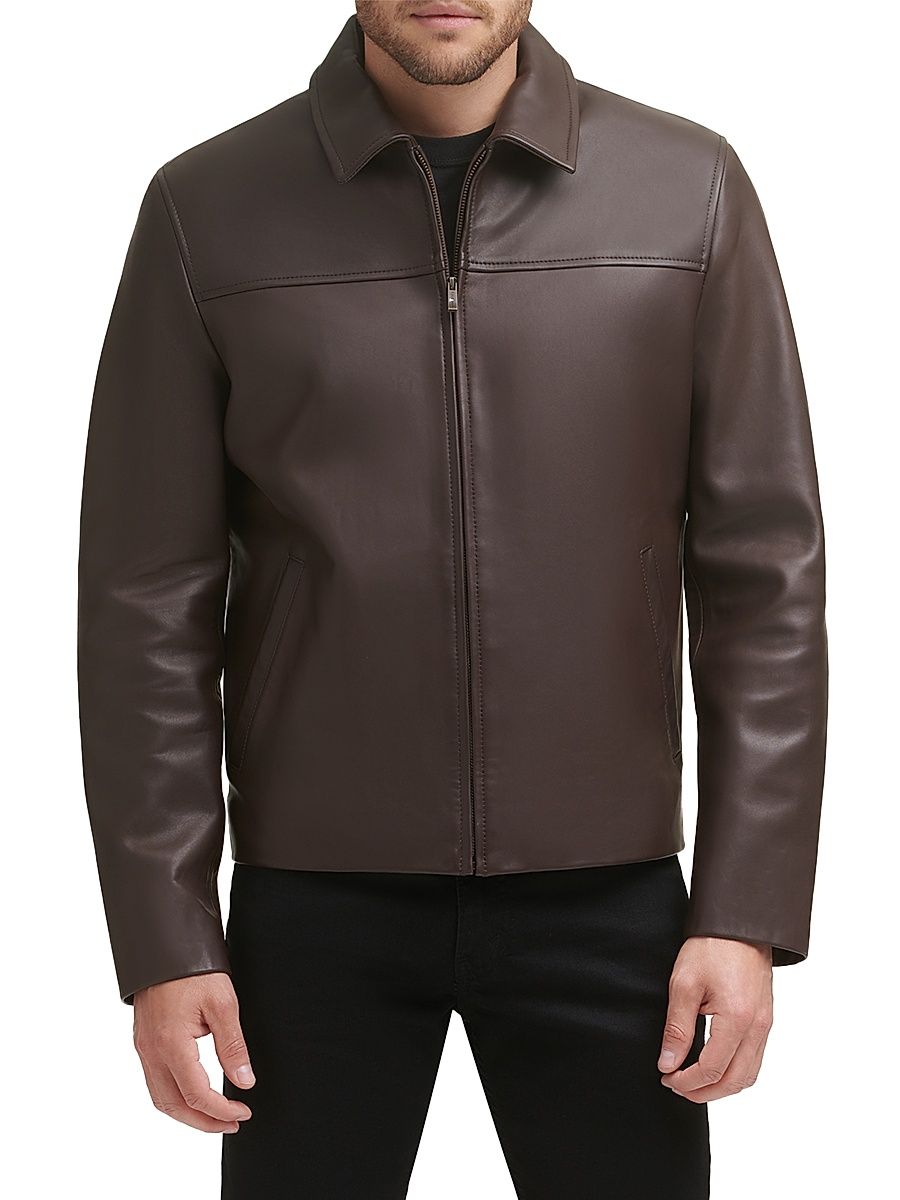 Men's Smooth Lambskin Zip Jacket - Java - Size XL