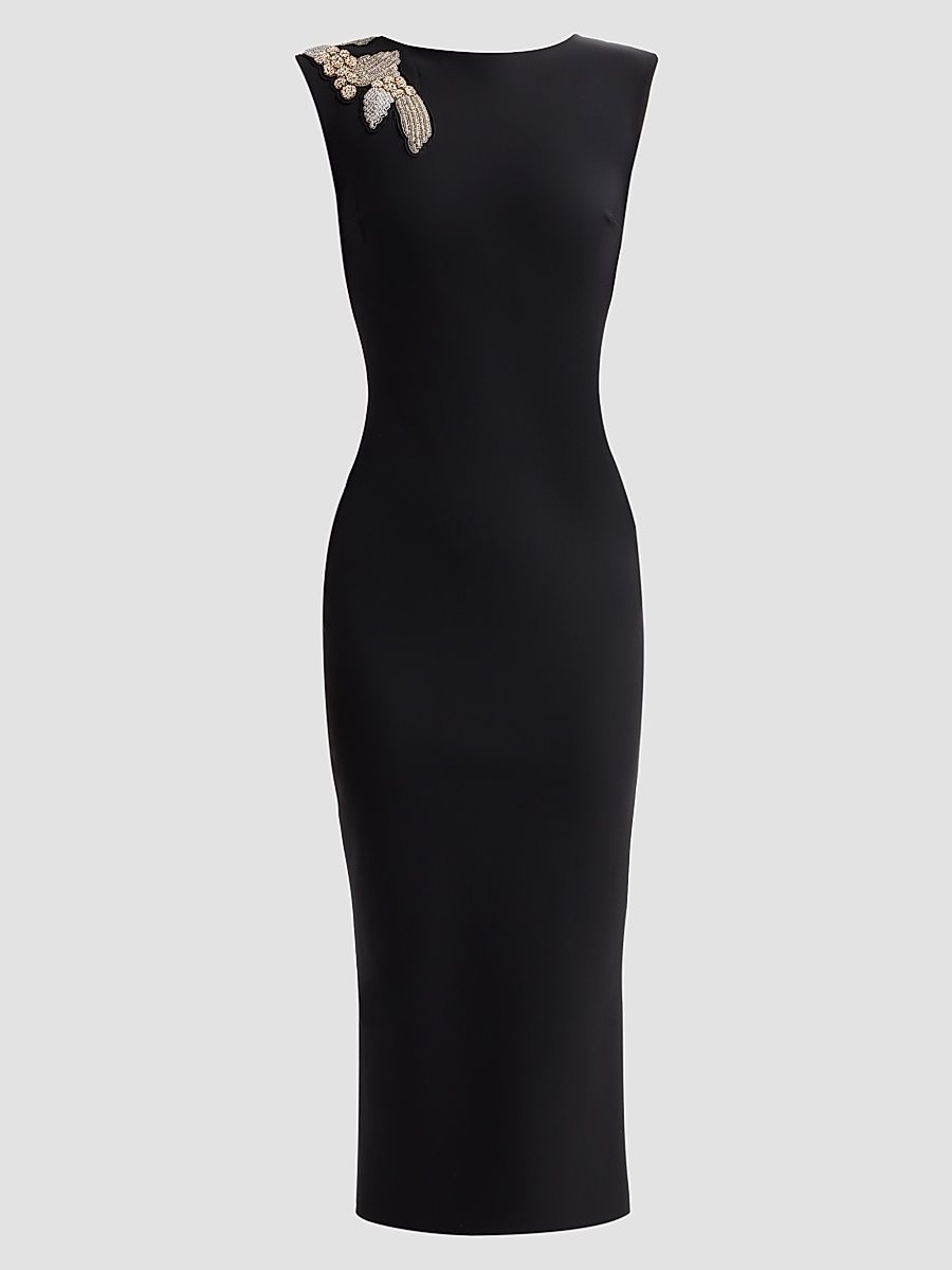 Women's Doradus Beaded Midi Sheath - Black - Size 16