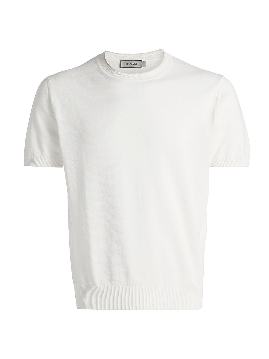 Men's Contrast Tipped Knit Crewneck T-Shirt - White - Size 44