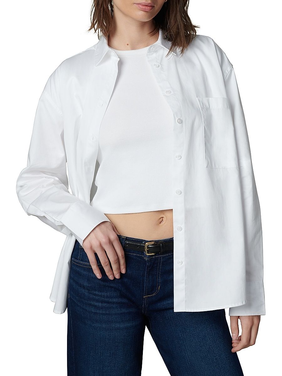 Women's Joe's Jeans by Dani Michelle The Boyfriend Boxy Button-Up Shirt - Optic White - Size XL