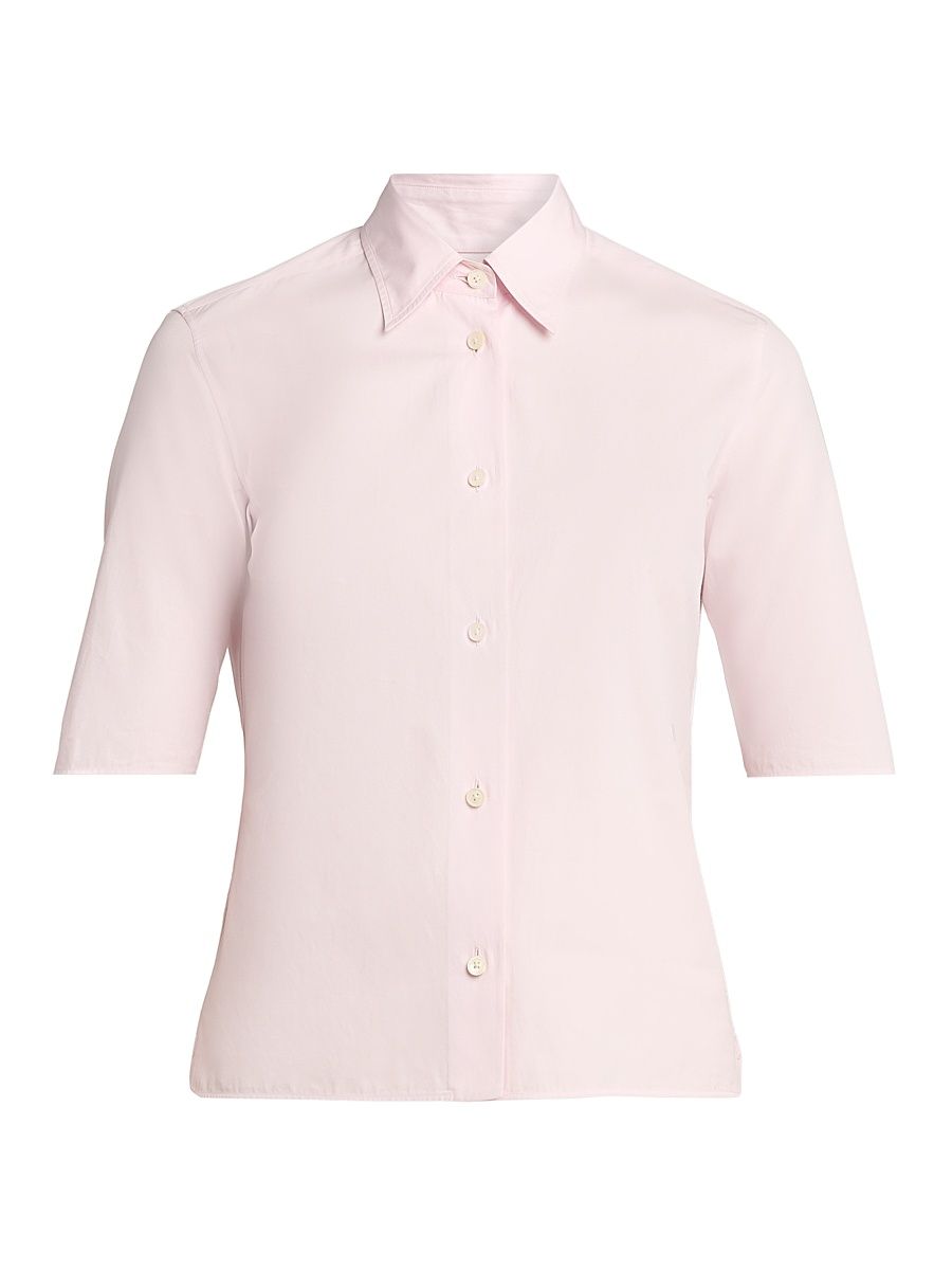 Women's Cotton Poplin Short-Sleeve Shirt - Rose - Size 6