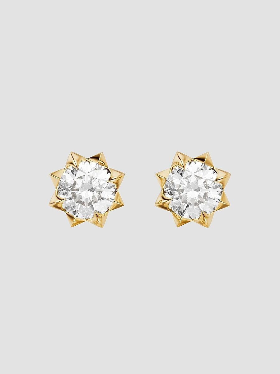 David Yurman Women's Petite Pave Stud Earrings in 18K Yellow Gold with Diamonds, 5MM - Gold