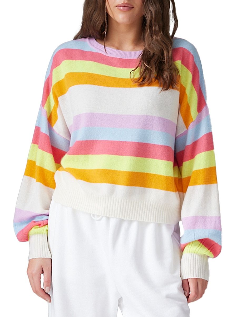 Women's Abby Pop Stripe Sweater - Bon Bon Multi - Size Large
