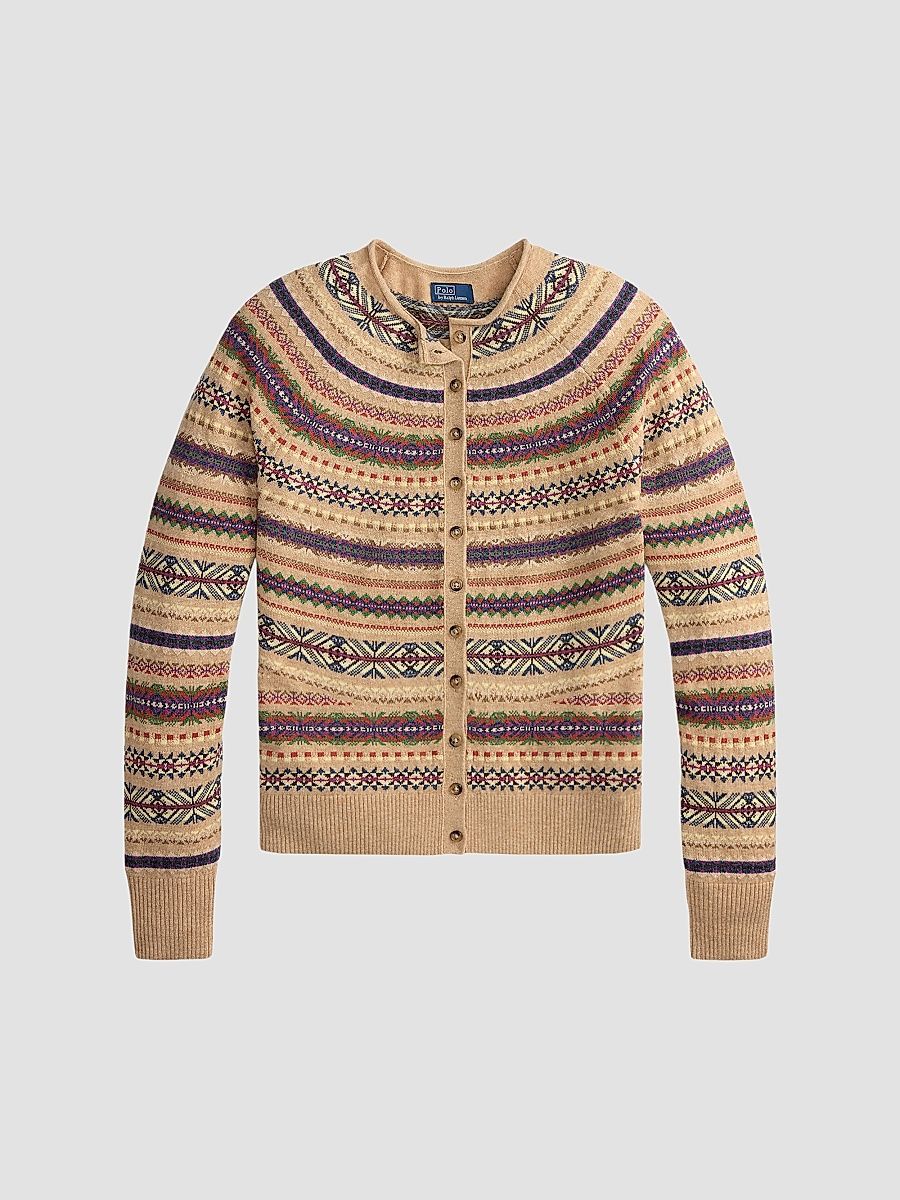 Polo Ralph Lauren Women's Fair Isle Wool-Blend Cardigan - Tan Multi - Size XS