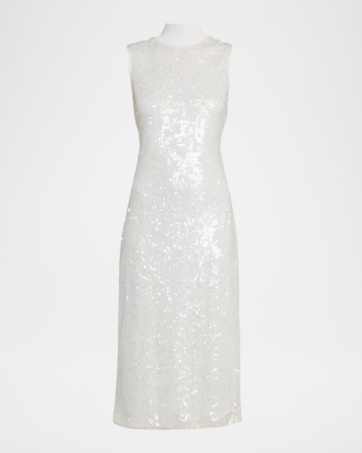 Catherine Mock-Neck Sequin Knit Midi Dress