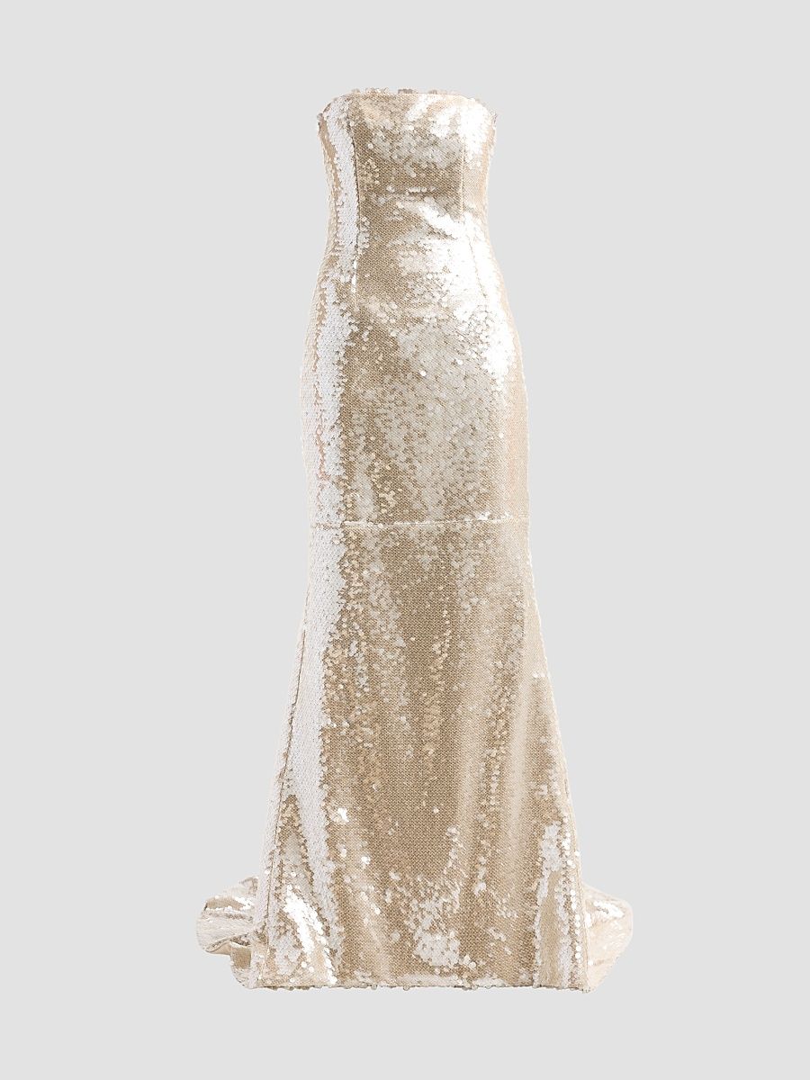Women's Strapless Lace-Up Corset Gown - Silver - Size Large