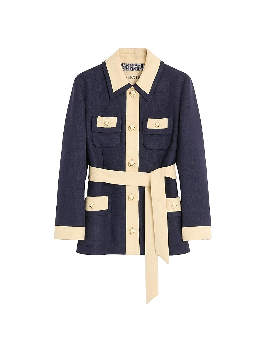 Women's Caban Peacoat with Belt - Provence Blue Birch - Size 2